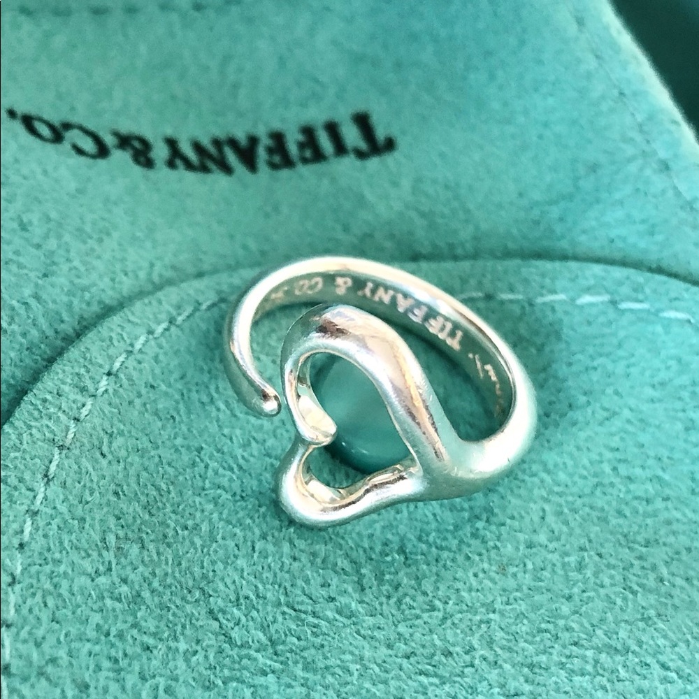 AUTHENTIC Tiffany & Co Elsa Peretti Silver Open Heart Ring